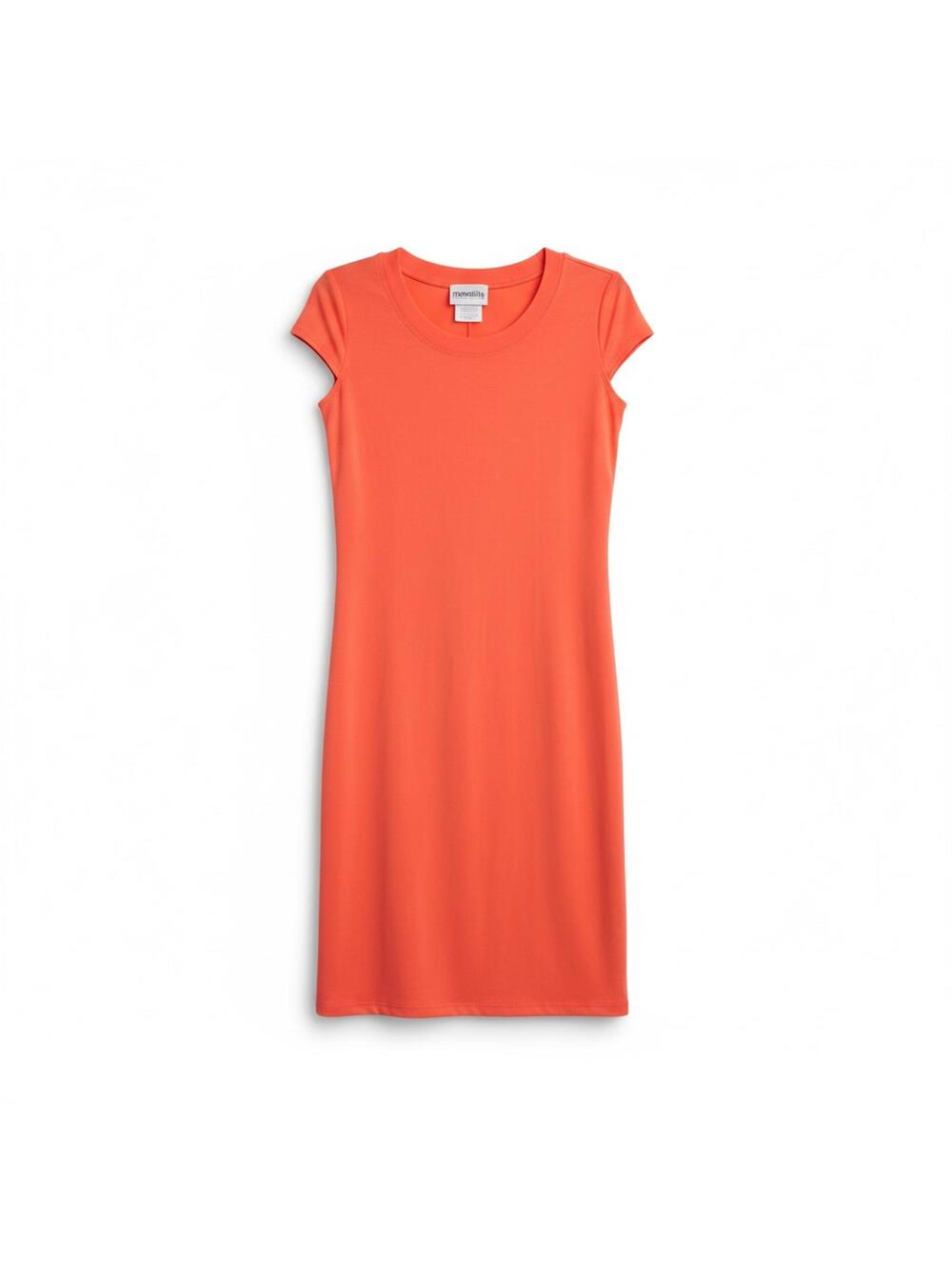 Coral Midi Dress Minimalist Cap Sleeve Made in Canada Summer Dress
